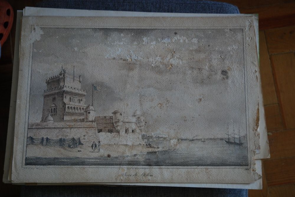 Gravura muito antiga Torre Belém