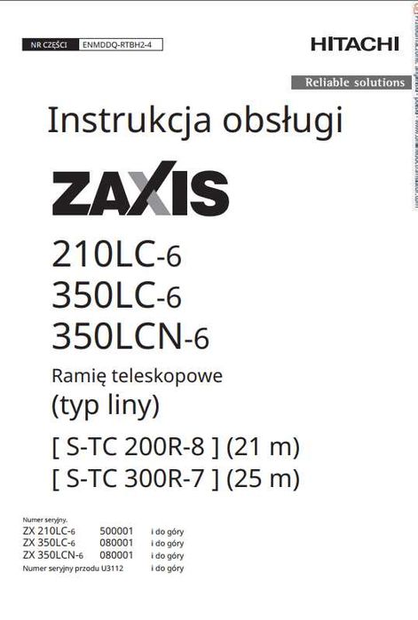 Instrukcja Obsługi Hitachi ZX 210 LC - 6, ZX 350 LC - 6, ZX 350