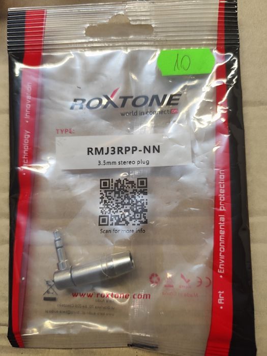 Wtyk typu Jack kątowy 3.5mm stereo Roxtone RMJ3RPP-NN