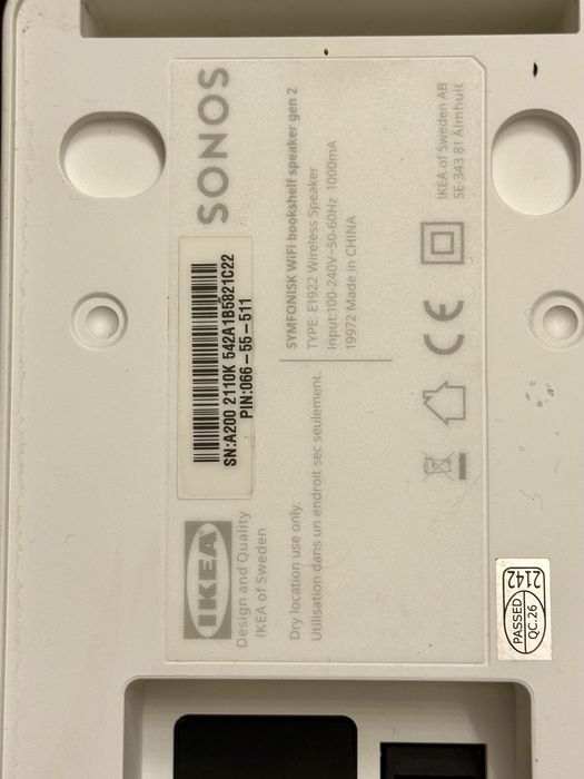 2x IKEA Gen. 2 Symfonisk głośniki Stereo Wi-Fi biały półkowy SONOS Air