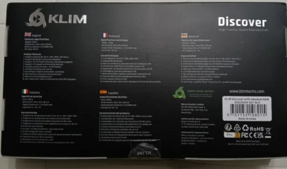 Leitor de CD portátil multifuncional Lettore com acessórios