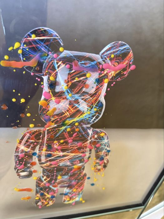 Obraz Bearbrick pop-art / street art szkło, lustro, drewno, miś,