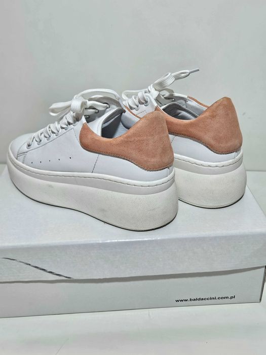 Baldaccini Sneakersy skórzane białe Trampki 37 / 38 jak NOWE