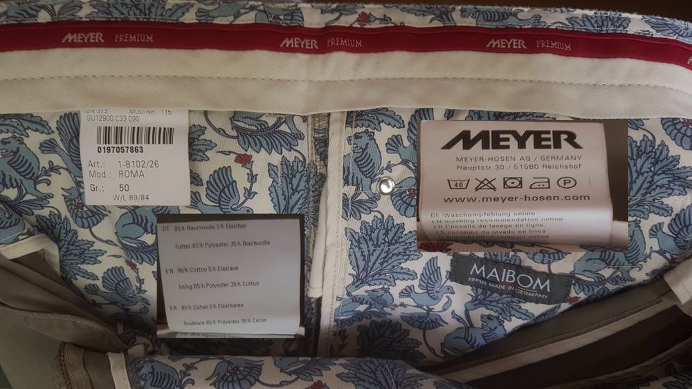 Мужские брюки чиносы MEYER (Germany) cotton 95%+elastan 5%