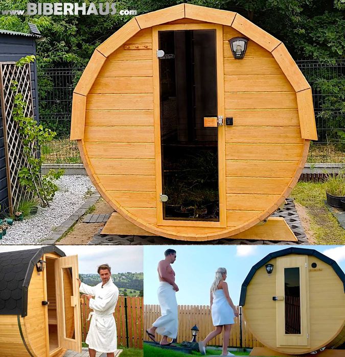 SAUNA Ogrodowa 200 cm + GRATIS Beczka / Wiata + Akcesoria