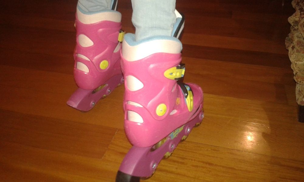 Patins em linha, nº 31+proteções cotovelos, joelhos e punhos