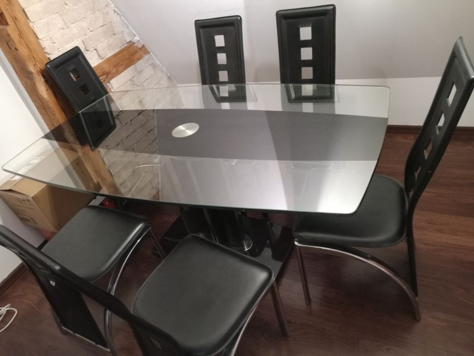 Stół szklany + 6 krzeseł