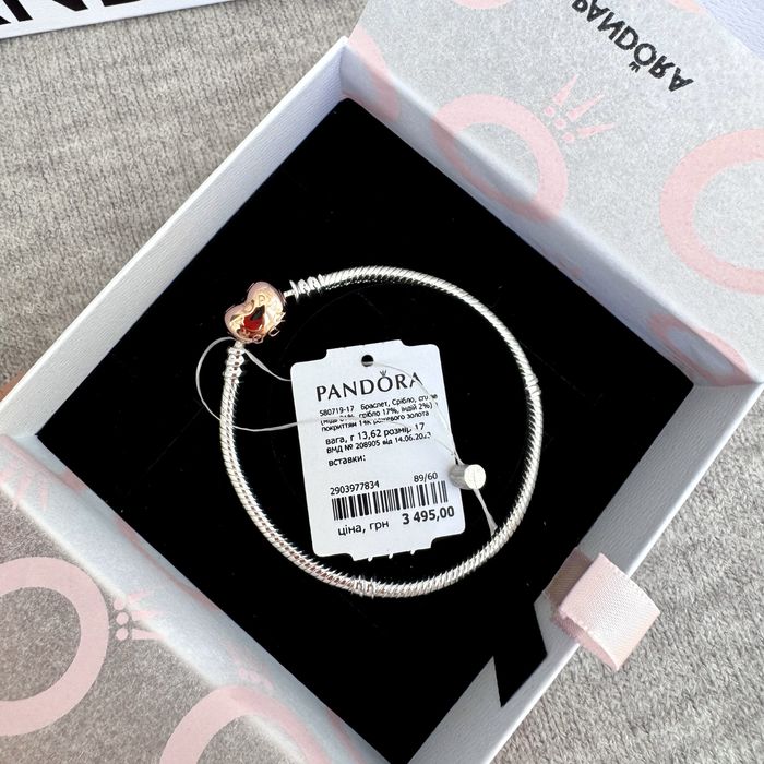 Браслет Пандора оригінальний Золоте серце Pandora новий срібло 925