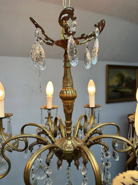 Люстра бронзова кришталь підвісний світильник  хрусталь  7600