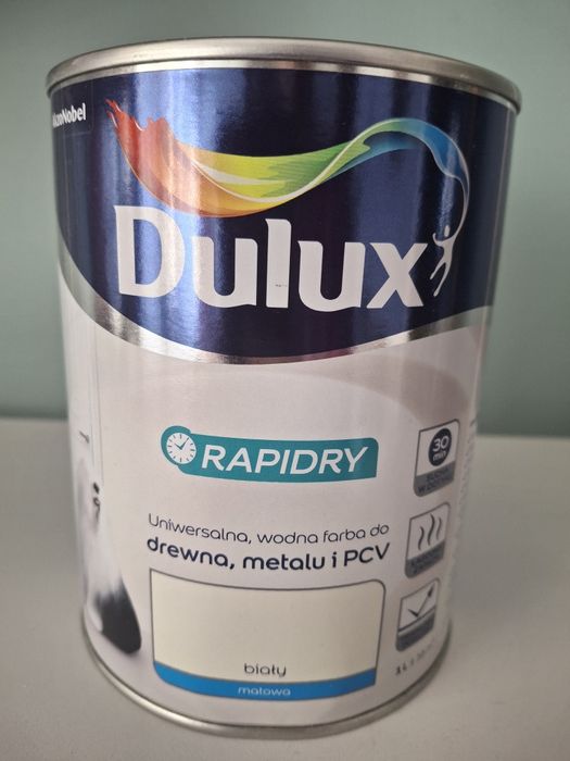 DULUX RAPIDRY emalia do drewna i metalu i PCV biała matowa L