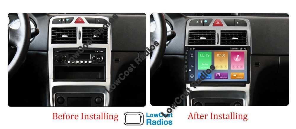 Auto Rádio 9' Poleg. PEUGEOT 307 | GPS ANDROID 15 BT USB APPS WIFI