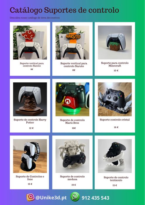 Suporte para comandos ps5, ps4, ps3