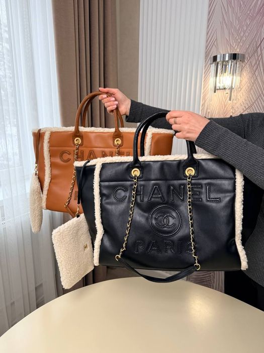 Chanel Shearling Shopping Tote / шкіряна сумка / женская сумка Шанель