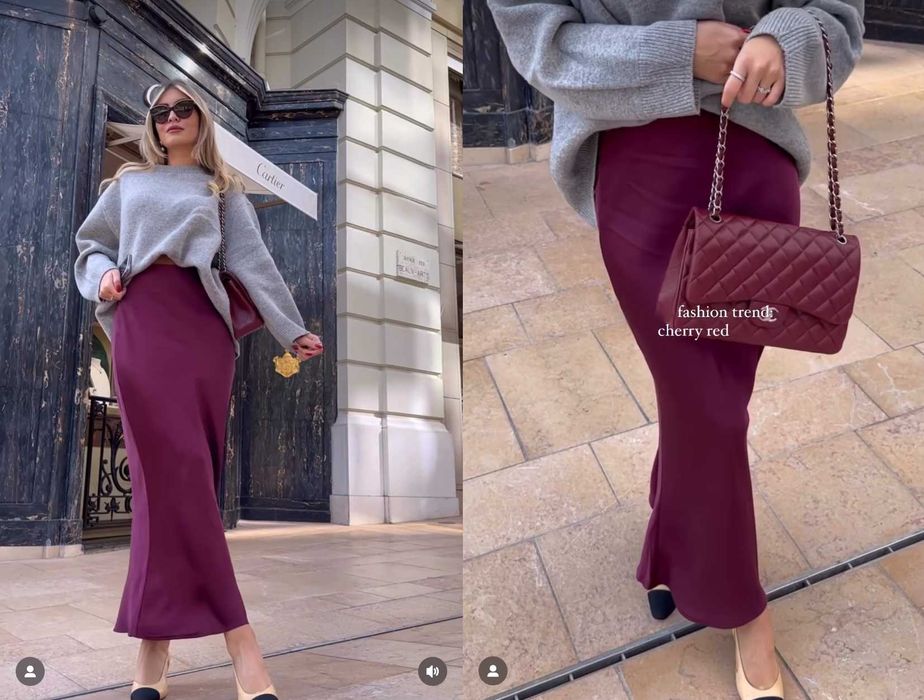 Zara максі сатинова атласна спідниця кольору марсала бургунді (віскоза