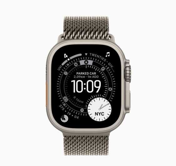Apple Watch Ultra 3 GPS + Cellular, Caixa em titânio natural de 49 mm com Loop milanesa em titânio natural – M (Novo - Caixa Selada)