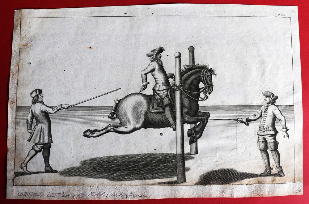 ARTE EQUESTRE rara gravura séc. XVIII