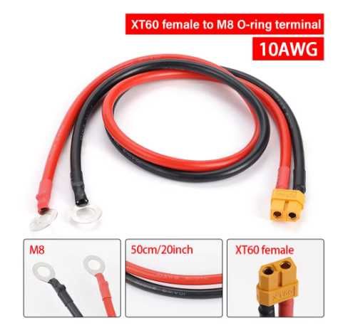 Кабель XT60 Female до M8 (10AWG) 50 см