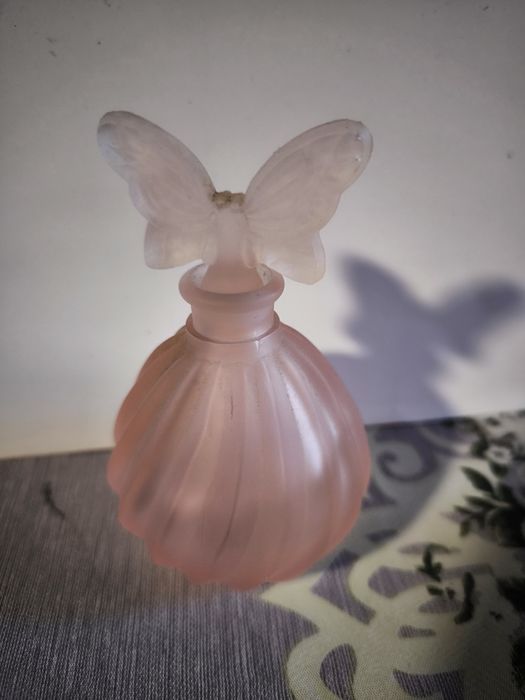 Vintage vidro acetinado rosa fosco 4 peças