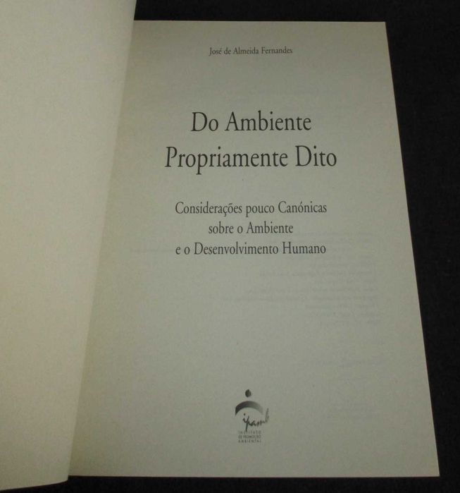 Livro Do Ambiente Propriamente Dito José de Almeida Fernandes