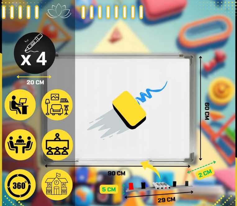 Tablica MAGNETYCZNA + Markery 168 SZT ZESTAW XXL do szkoły dla dziecka