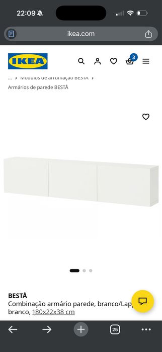 Móvel BESTA branco 180x42x38 cm