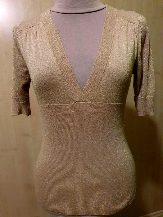 Sweter złoty, krótki rękaw