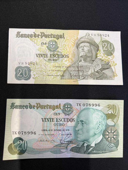 Coleção de Notas Antigas de Escudos – Várias Séries e Valores