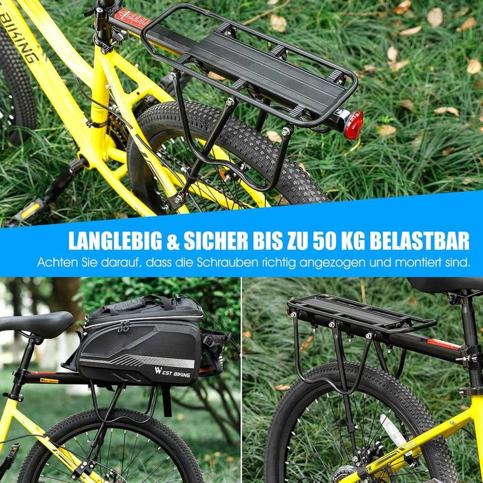 Nowy aluminiowy bagażnik rowerowy / rower / odblask / 50kg !8461!