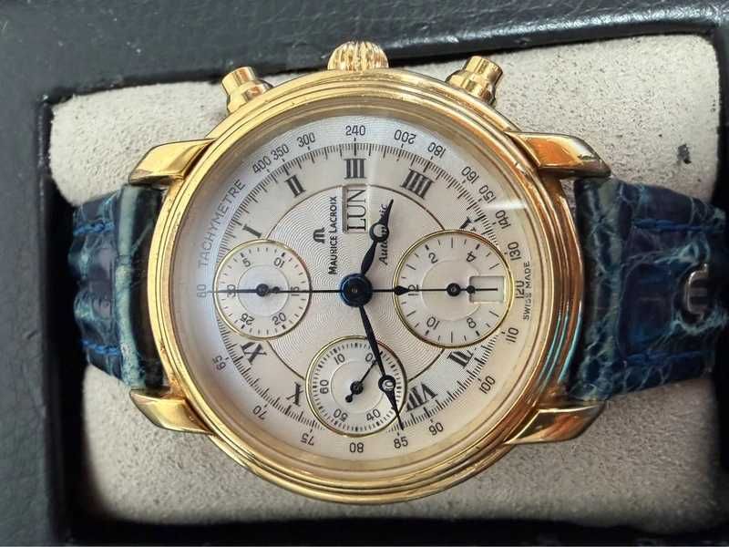 Relógio cronógrafo automático de luxo vintage Valjoux da Maurice Lacroix