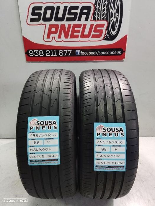 2 pneus semi novos 195-50r16 hankook - oferta da entrega 85 euros