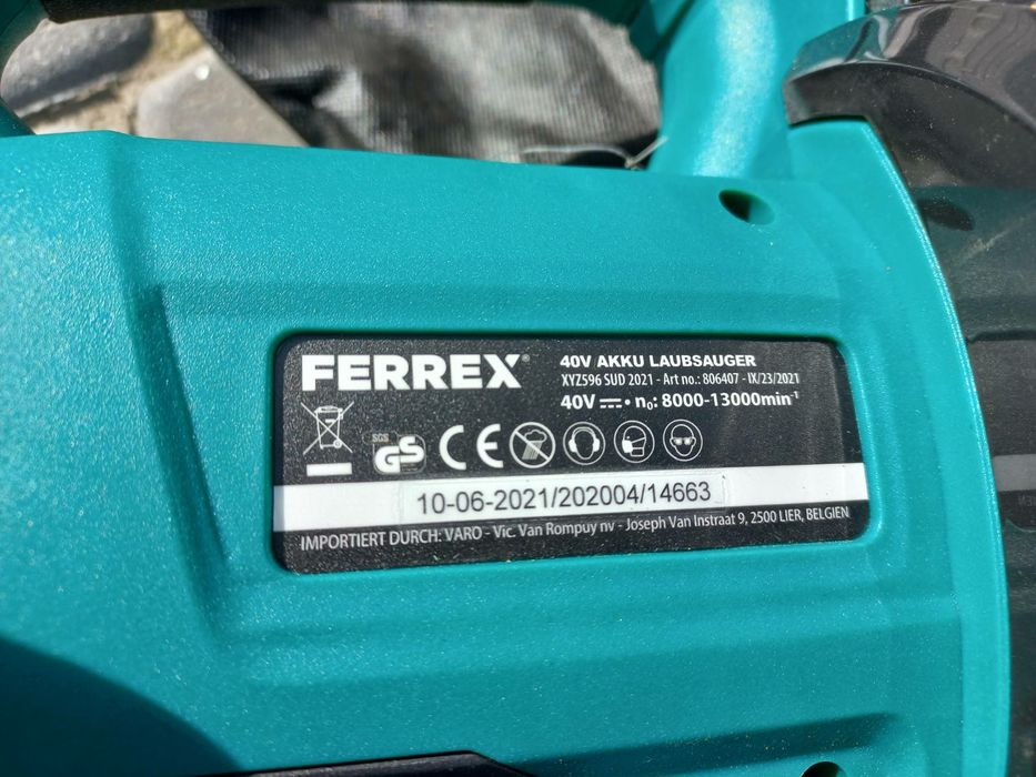 Потужна аккумуляторна дуйка ferrex 40v садовий пилосос дуйка