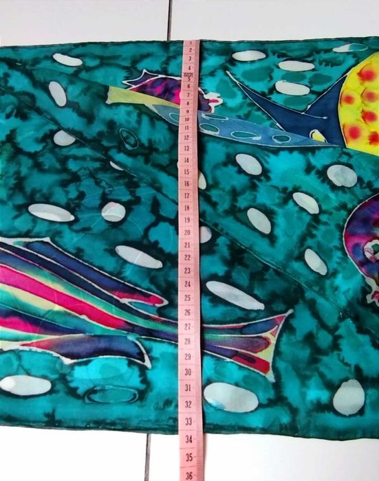 Szalik chustka w Ryby 100% Jedwab