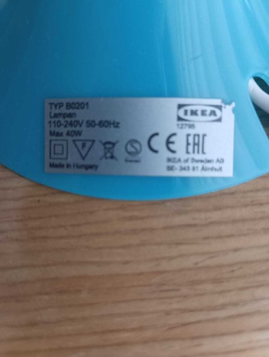 Candeeiro mesa de cabeceira azul IKEA