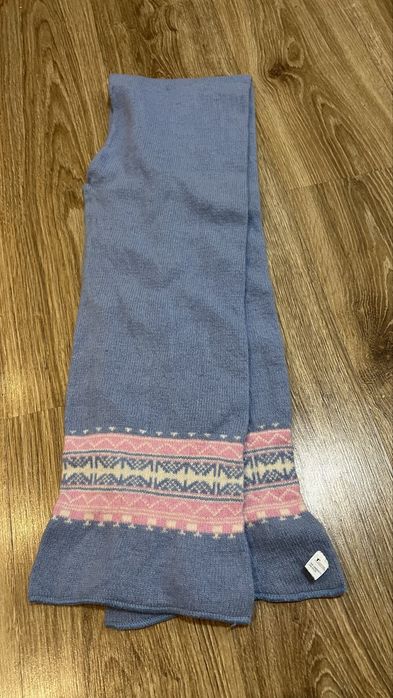 Błękitny szalik retro z wełny
