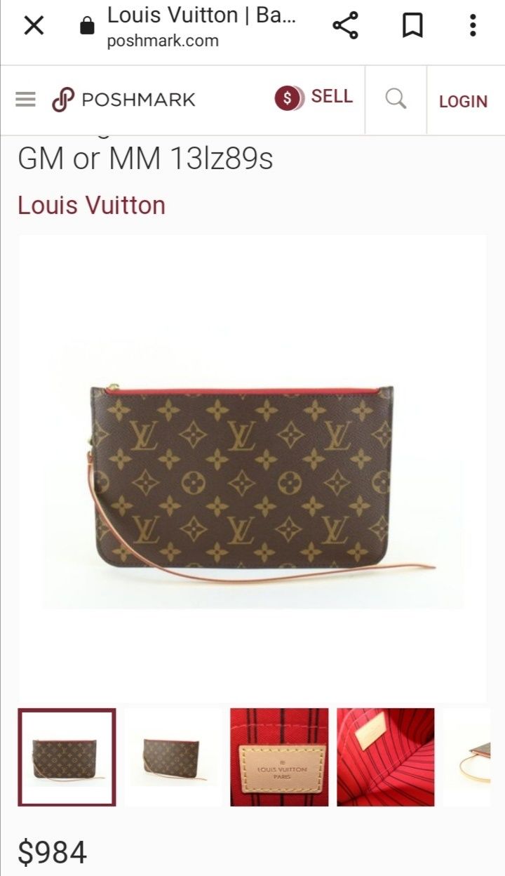Louis Vuitton Cherry Red Monogram Neverfull Pochette GM or mm 13lz89s