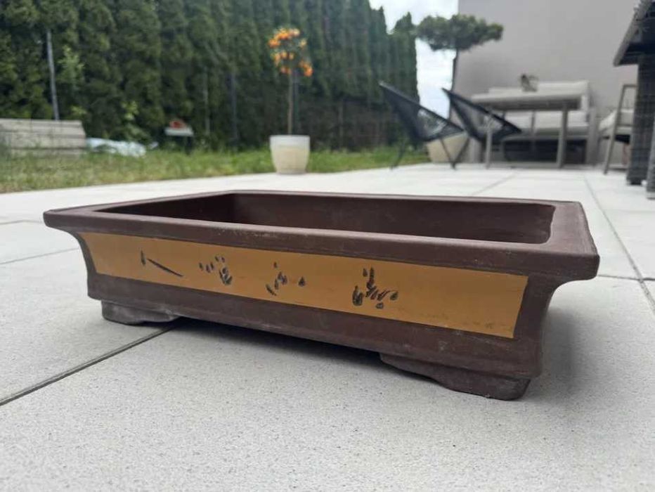 Duża donica do Bonsai brązowa mrozoodporna 50cm Terakota nieszkliwiona
