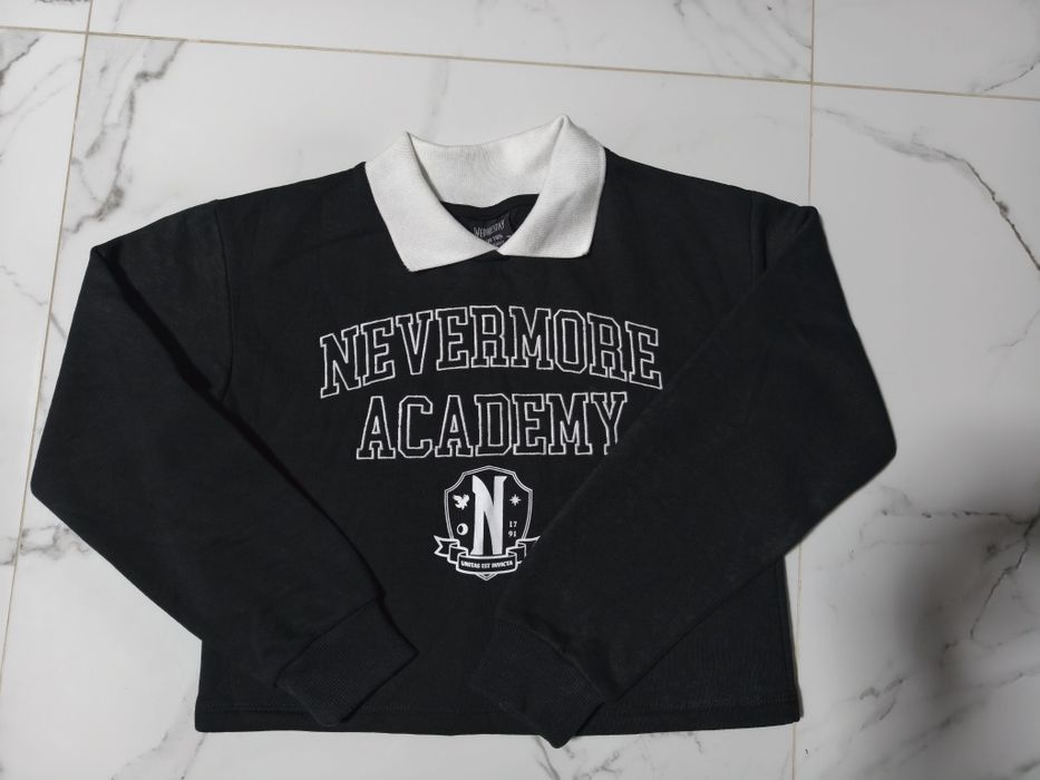 PRIMARK czarna bluza WEDNESDAY Nevermore Academy z kołnierzykiem 146 145