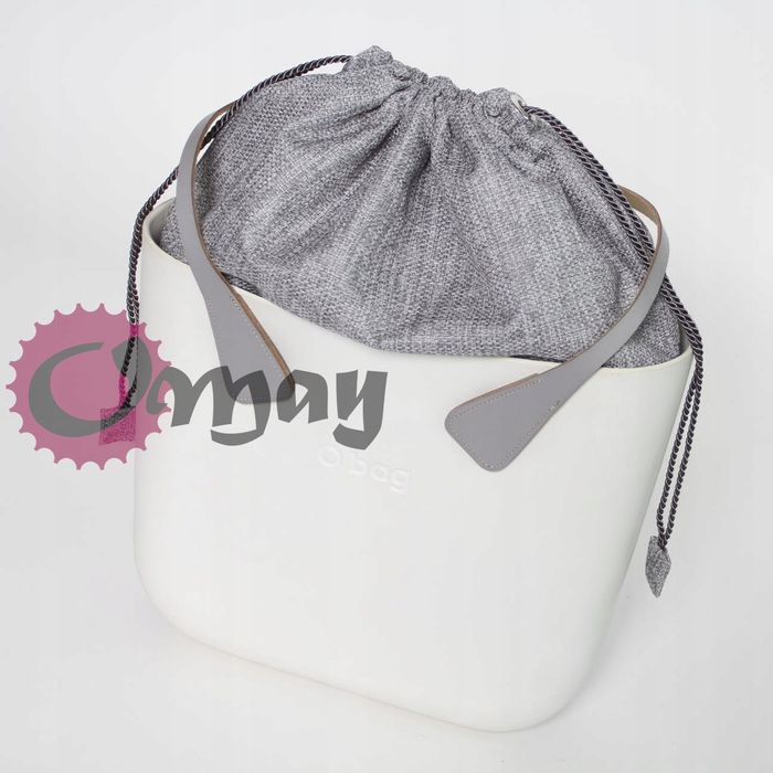 Szary organizer do OBAG MINI worek struktura pleciona 2 kieszenie OMAY