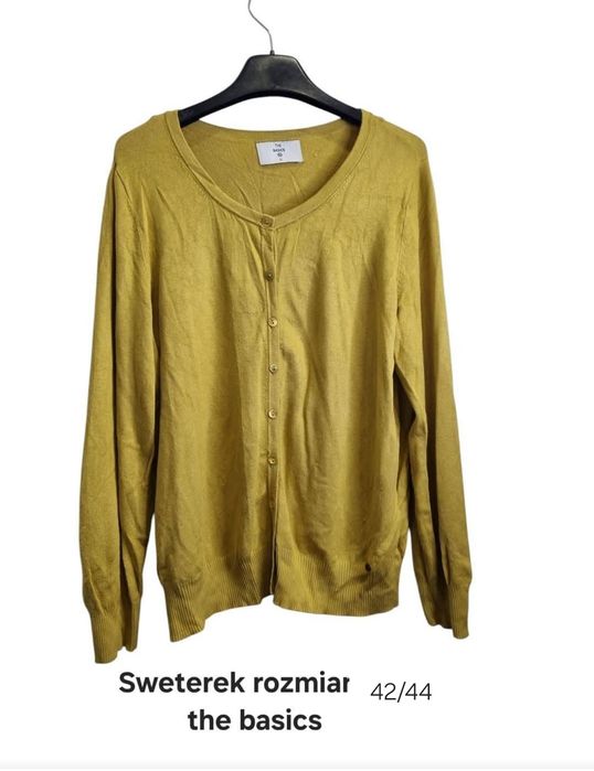Sweterek kardigan musztardowy rozpinany the basic rozmiar 42/44