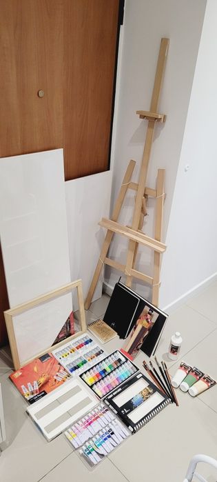 Sztaluga, 2x podobrazie, 2x płótno, farby olejne, farby akrylowe.