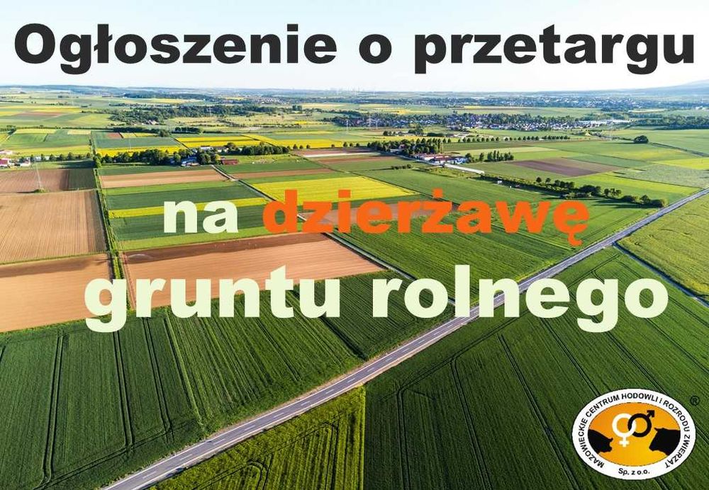 Gostków - Ogłoszenie o przetargu na dzierżawę gruntu rolnego - 32,9183 ha