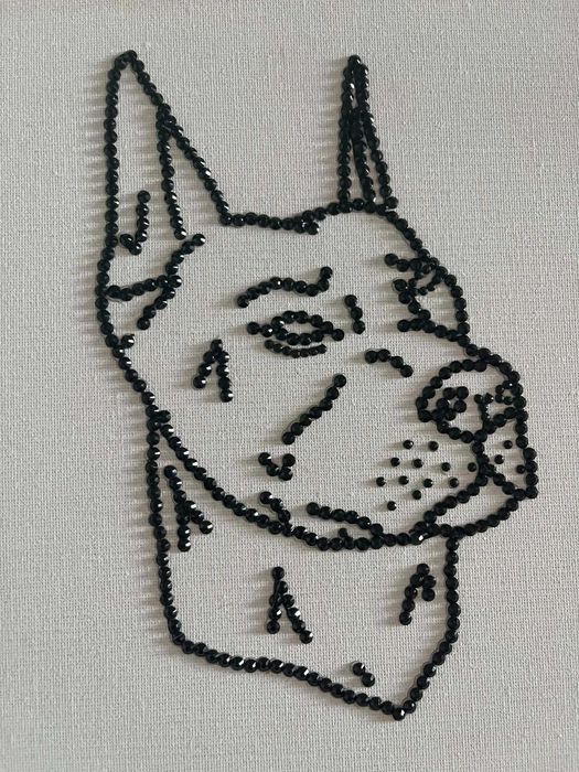 obrazek z diamencików diamentów rhinestone doberman mały