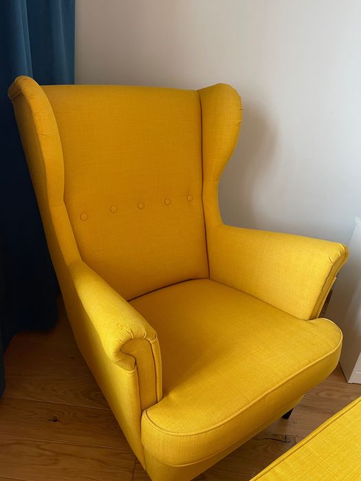 Ikea fotel uszak żółty