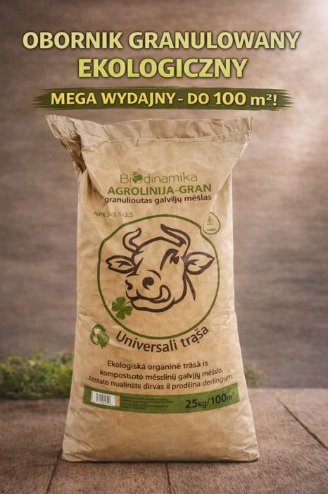 AGROLINIJA Gran 25 kg – obornik granulowany ekologiczny pod warzywa