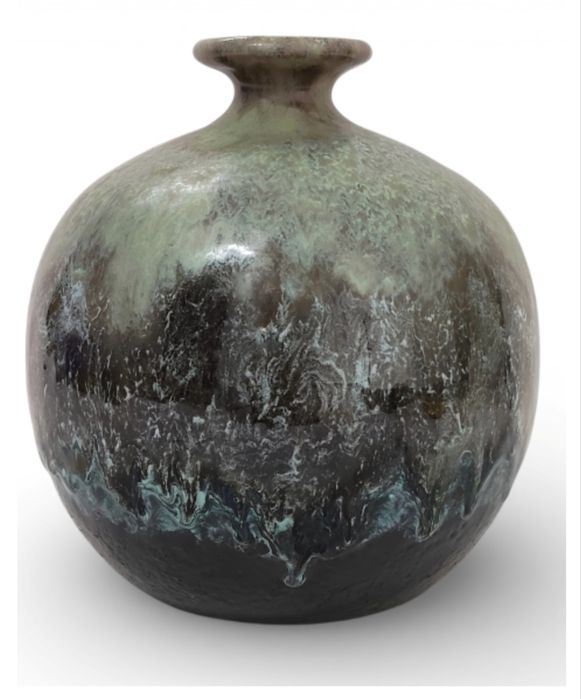 Artur José - Vaso de cerâmica tons de verde e azul escuro