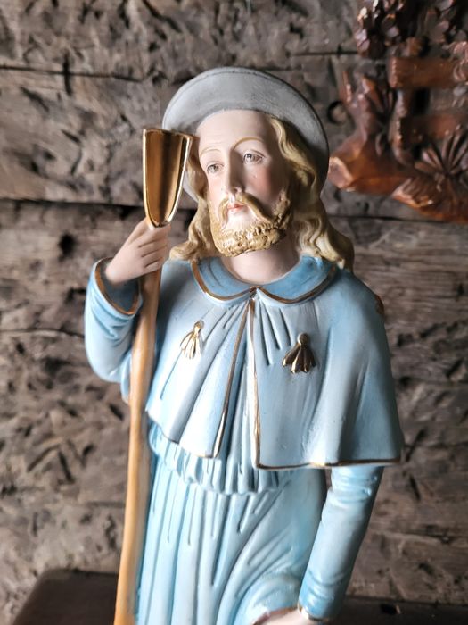Stara francuska figurka Święty Roch 37 cm
