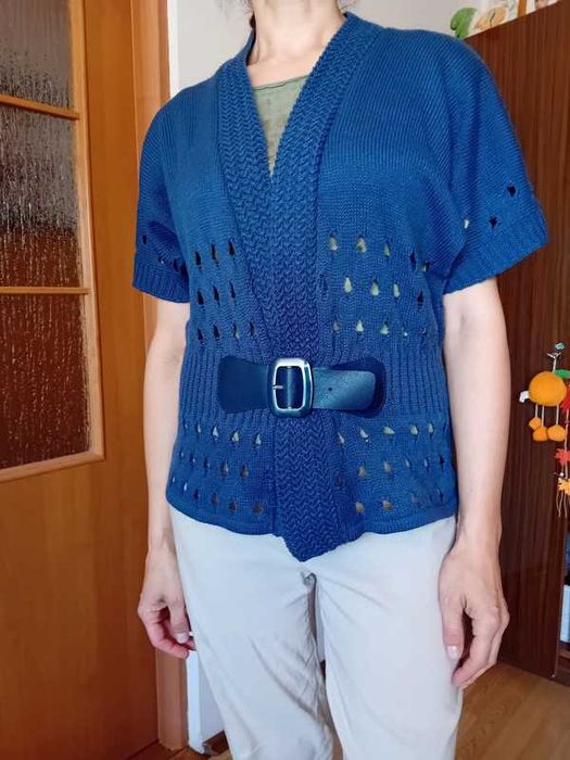 kamizelka granatowa z paskiem 40 38