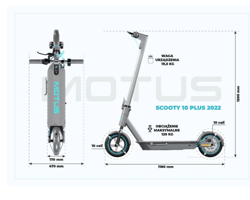 Електросамокат Motus Scooty 10 Plus 2022 500W 60km 10" gray