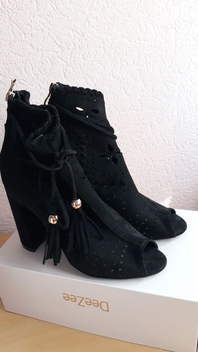 Botki czarne zamsz bez palców