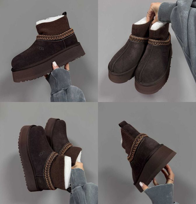 Женские сапоги UGG Tasman Platform Sock Chocolate 36-41 Натур Овчина!